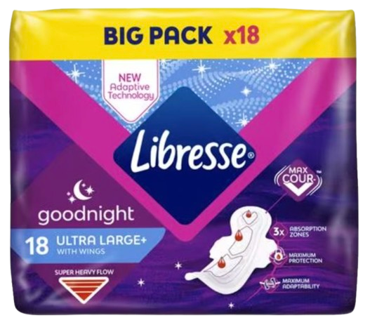 Libresse Ultra Goodnight Wing maandverband Big Pack 18