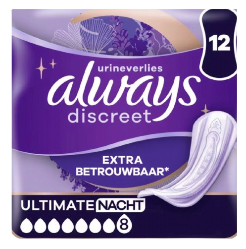 Always Discreet Incontinentieverband Ultimate Night 12 stuks
