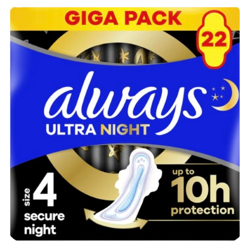 Always Ultra Maandverband Secure Night Met Vleugels 22 stuks