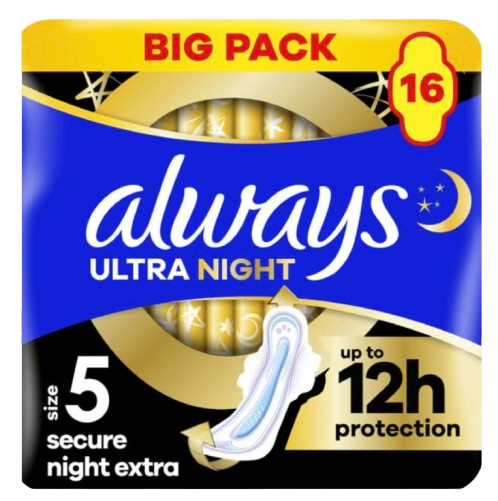 Always Ultra Maandverband Secure Night Extra Met Vleugels 16 stuks